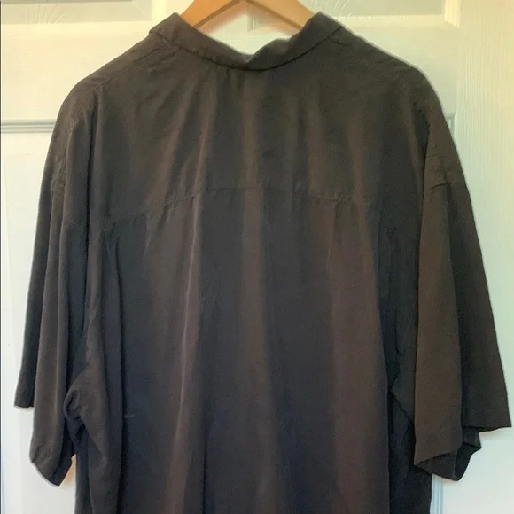 Men's Tommy Bahama Black 100% Silk Shirt Subtle Tropical Fabric Texture XXL - Picture 4 of 5